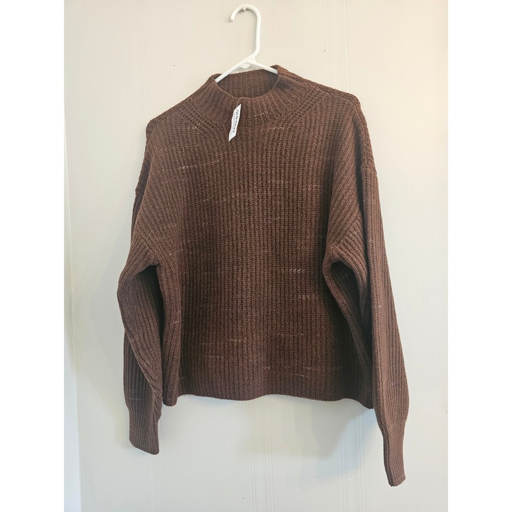 NEW Old Navy SoSoft Brown Ribbed Mock Neck Crop Sweater Large NWT